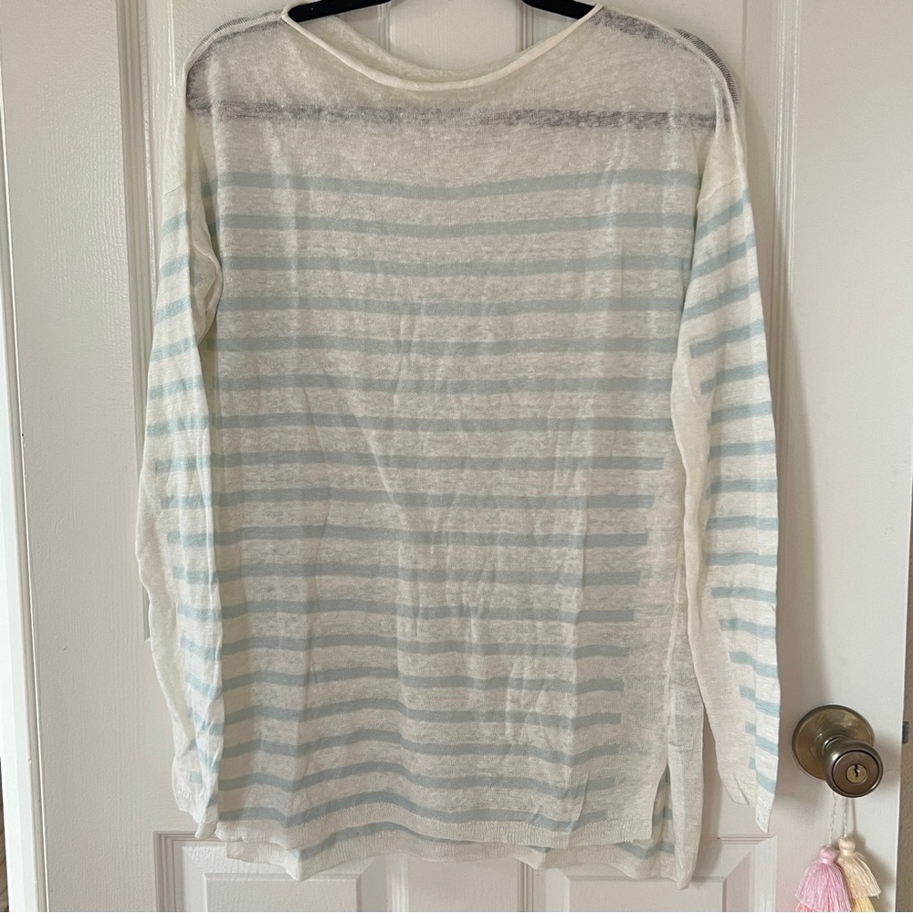 Vince Women’s Lightweight Linen Striped Long Sleeve Sweater M